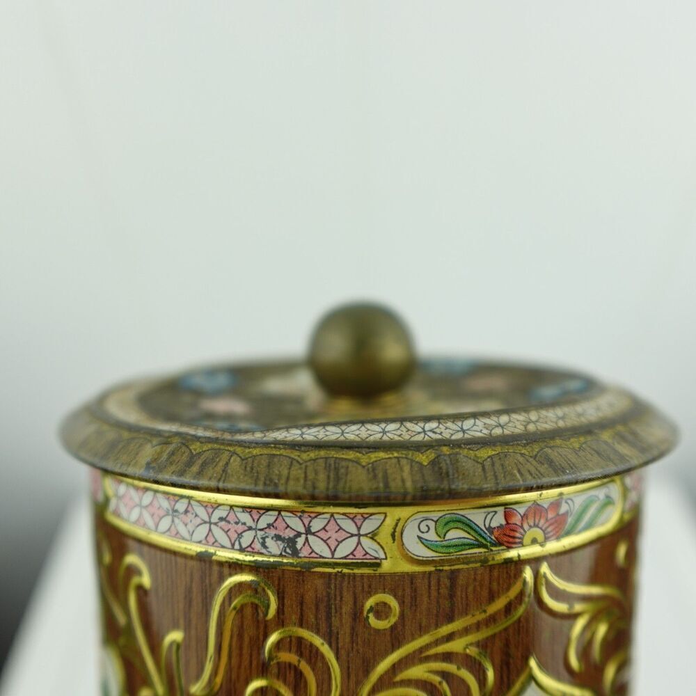 Daher English Vintage Lidded Tin Container Embossed Floral Decor - Picture 5 of 11